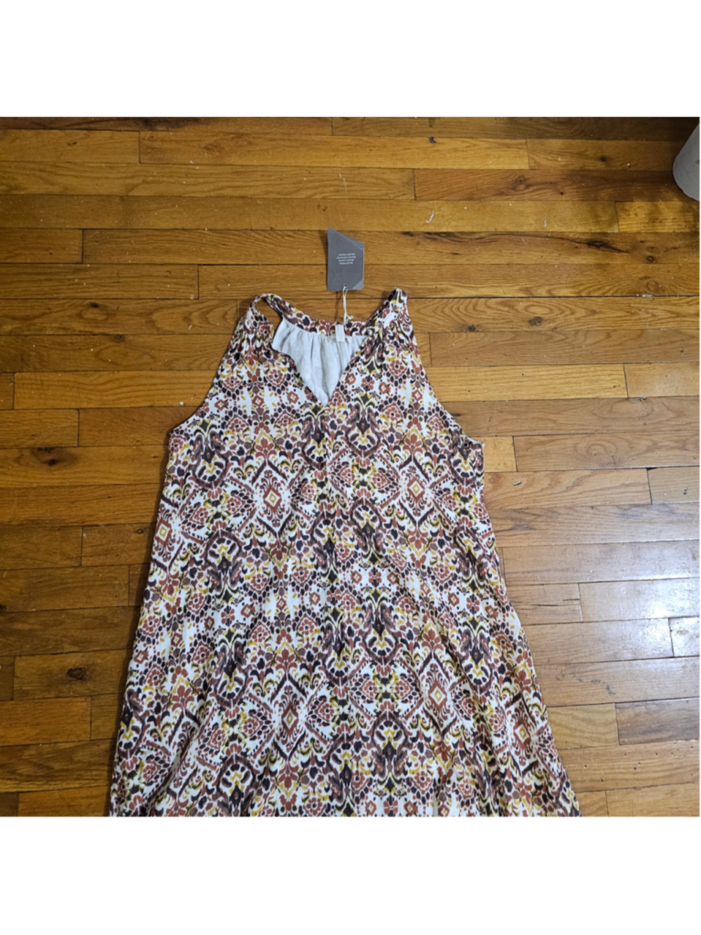 Garnet Hill Brown White Gold Patterned Sleeveless Mini Dress Medium - Picture 3 of 7